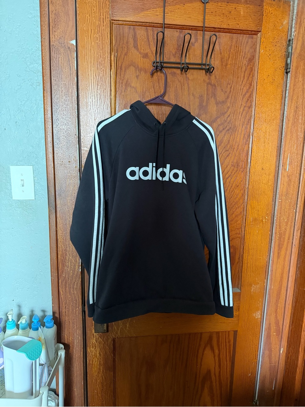 adidas Black Crewneck Sweatshirt with White Stripes